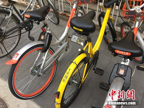 資料圖。某輛共享單車號(hào)碼被損。<a target='_blank'  _fcksavedurl='http://www.chinanews.com/' ></table>中新網(wǎng)</a> 吳濤 攝